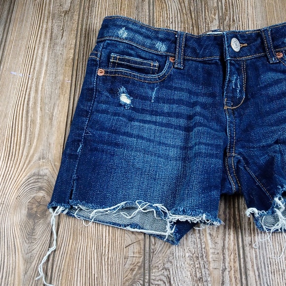 Aeropostale Distressed Faded Ripped Cut Off Denim Blue Jean Shorts - Picture 2 of 8